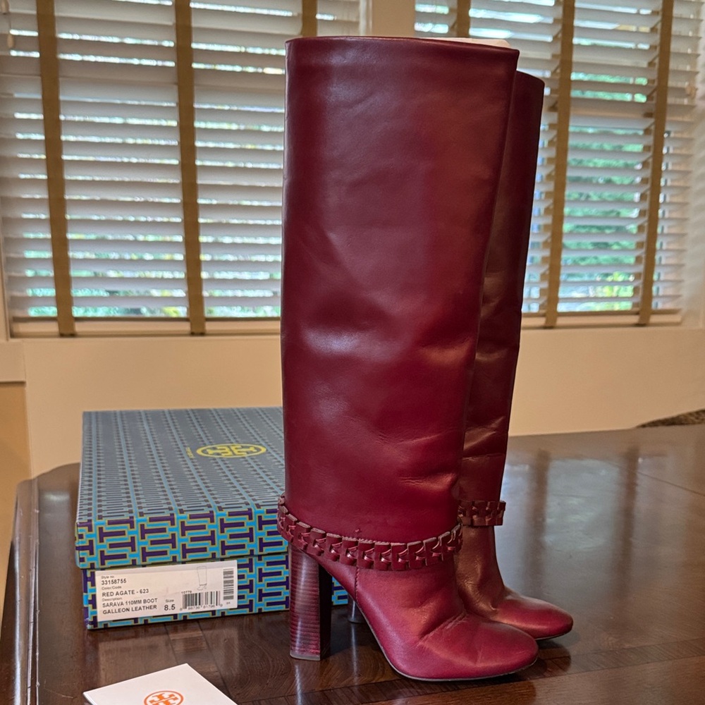 Tory Burch Red Agate Sarava Galleon leather Boots